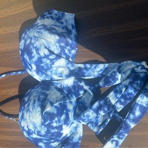 Blue tie died wrap around bikini